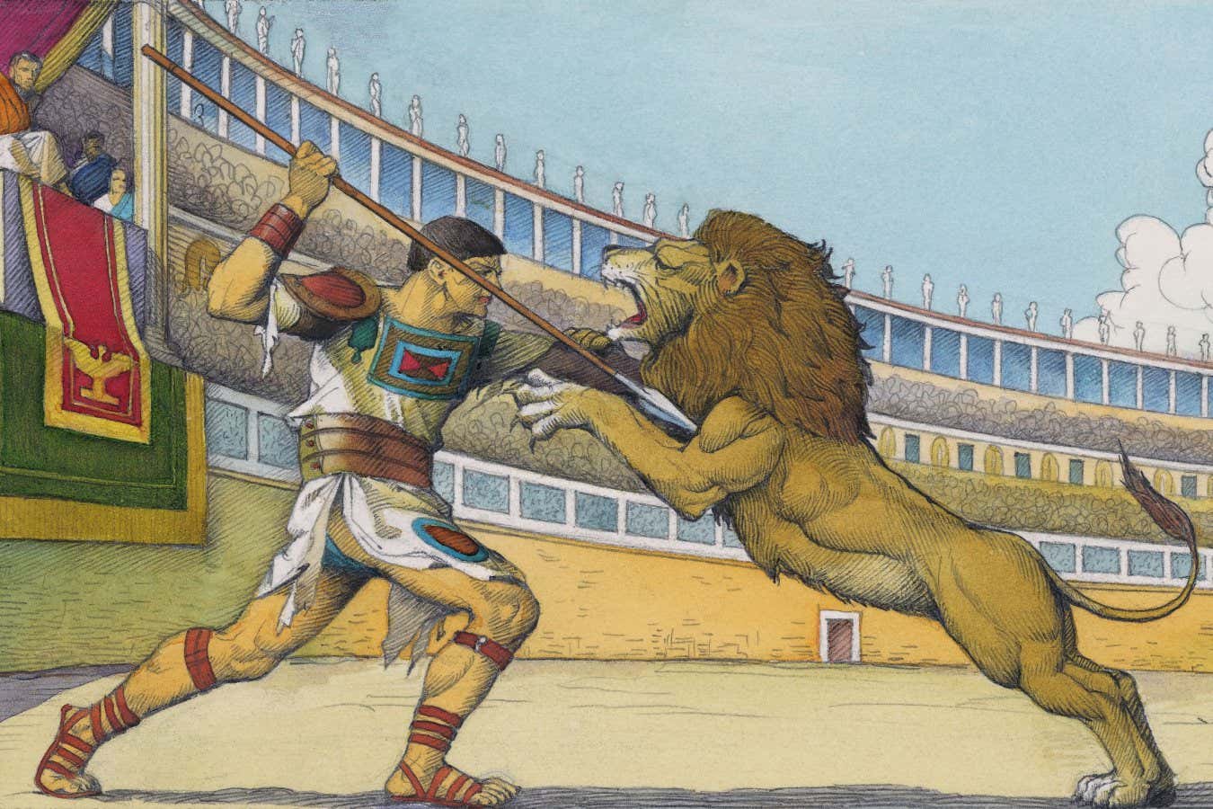 Roman dönemi iskeletinde görülen aslanla gladyatör mücadelesinin ilk kanıtı