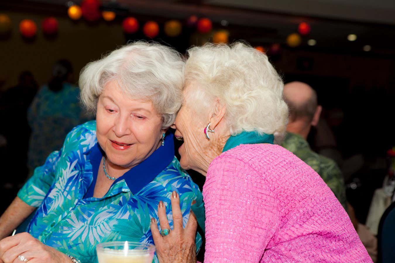 Elderly women gossiping