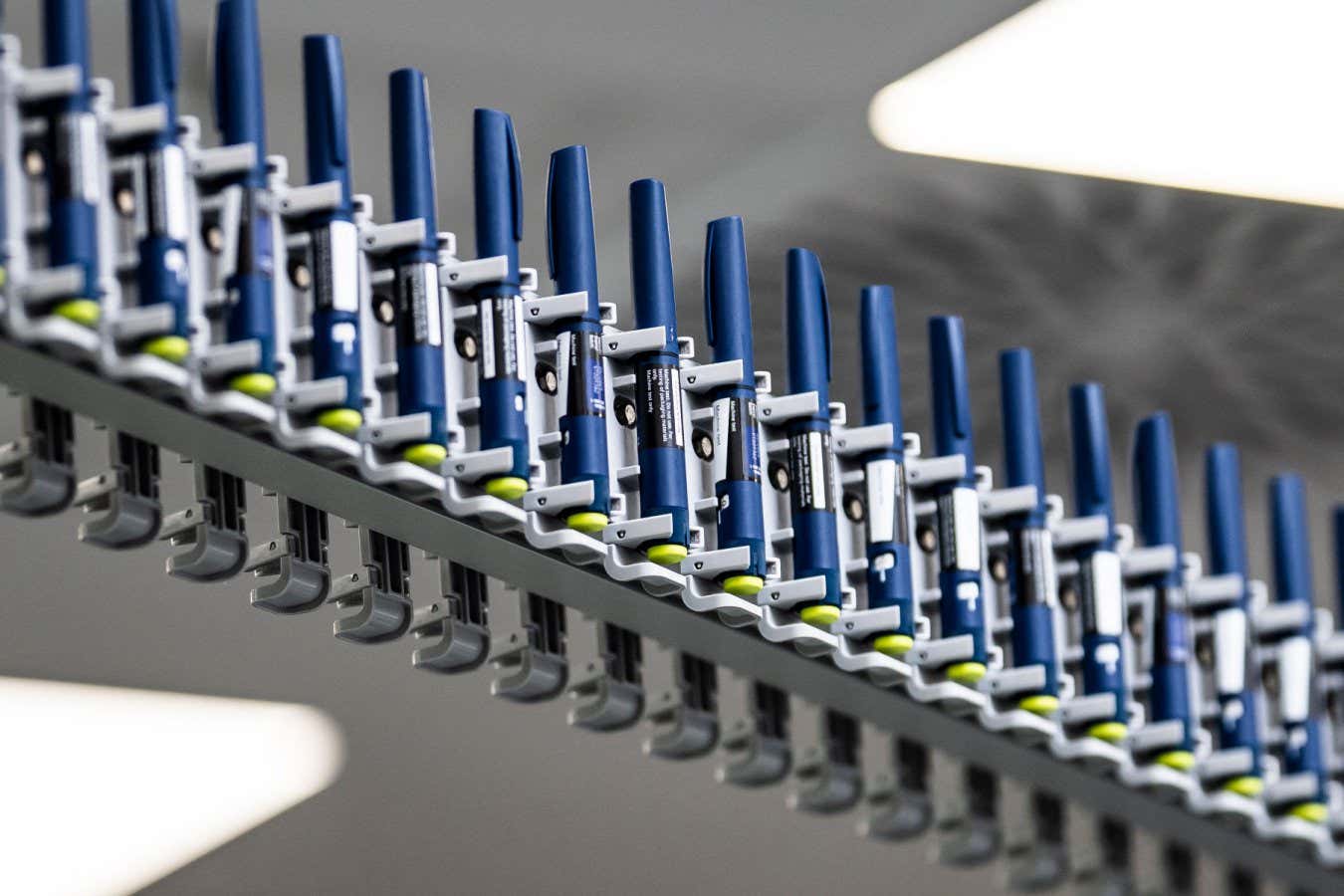 Mandatory Credit: Photo by Blondet Eliot/ABACA/Shutterstock (15320742p) This photo taken on May 26, 2025, during a ministerial visit to Novo Nordisk factory in Chartres, France, shows medicines (injection solution and injection pen for Ozempic, Wegovy, etc...) on the production line. Illustration - Novo Nordisk Factory - Chartres, France - 26 May 2025