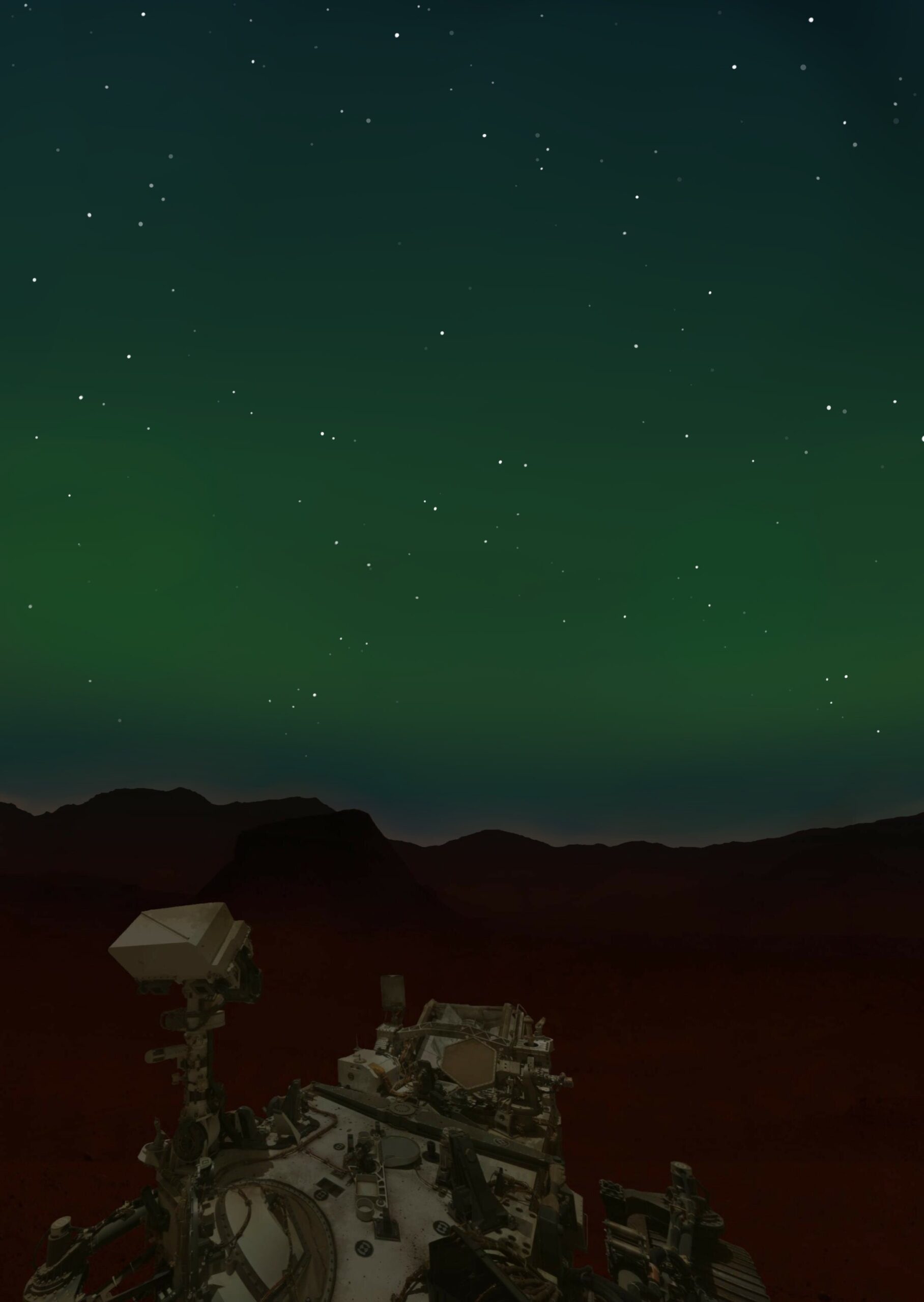 Kırmızı gezegendeki aurorae'nin yeşil parıltısını tahmin etmek