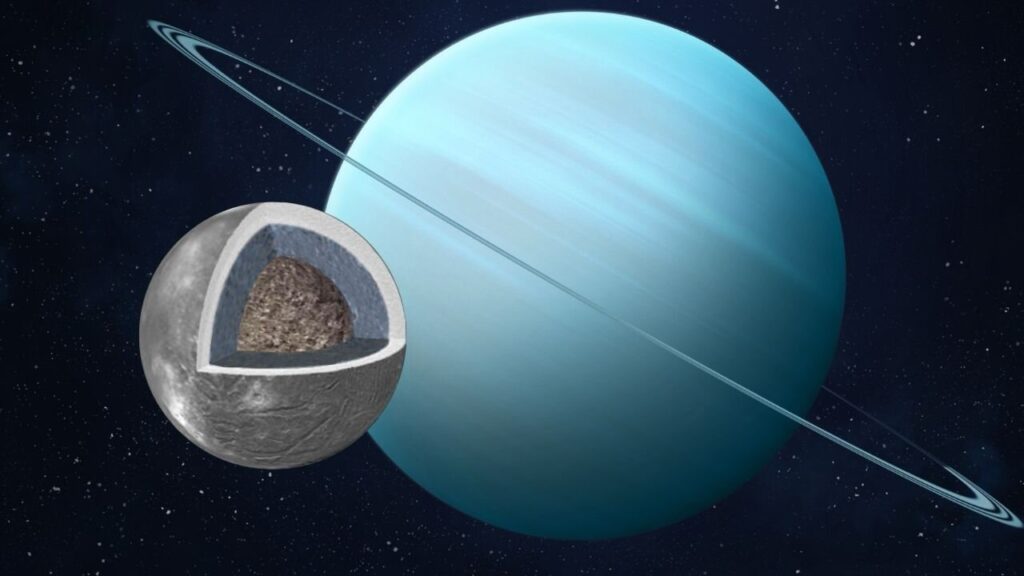 Uranian Moon Ariel'in yüzey özellikleri, 100 mil derinliğinde geçmiş ...