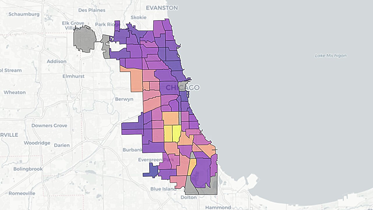 Chicago toprak haritaları çocuklukta kurşuna maruz kalma riskini ortaya koyuyor