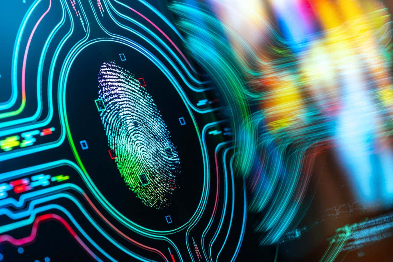 Fingerprint Authentication Button. Biometric Security Background