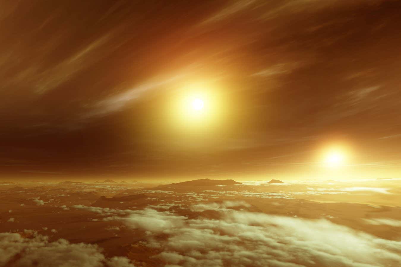 Binary star system, illustration.