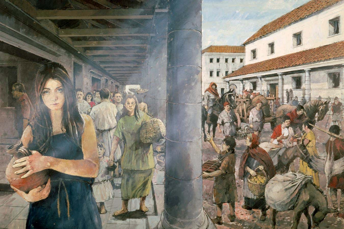 Reconstruction of the city of Wroxeter in Roman Britain